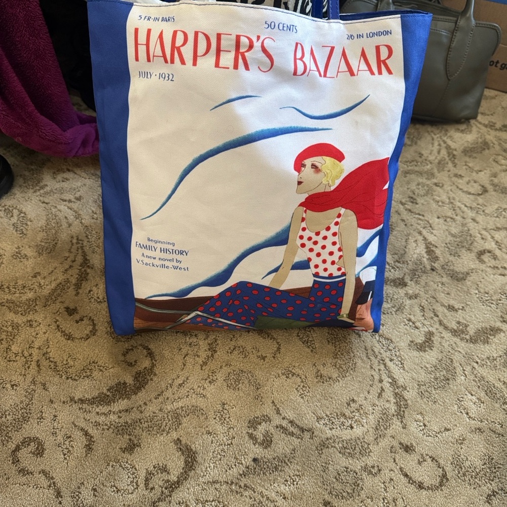 Harper's Bazaar Blue and White Tote Bag July 1932